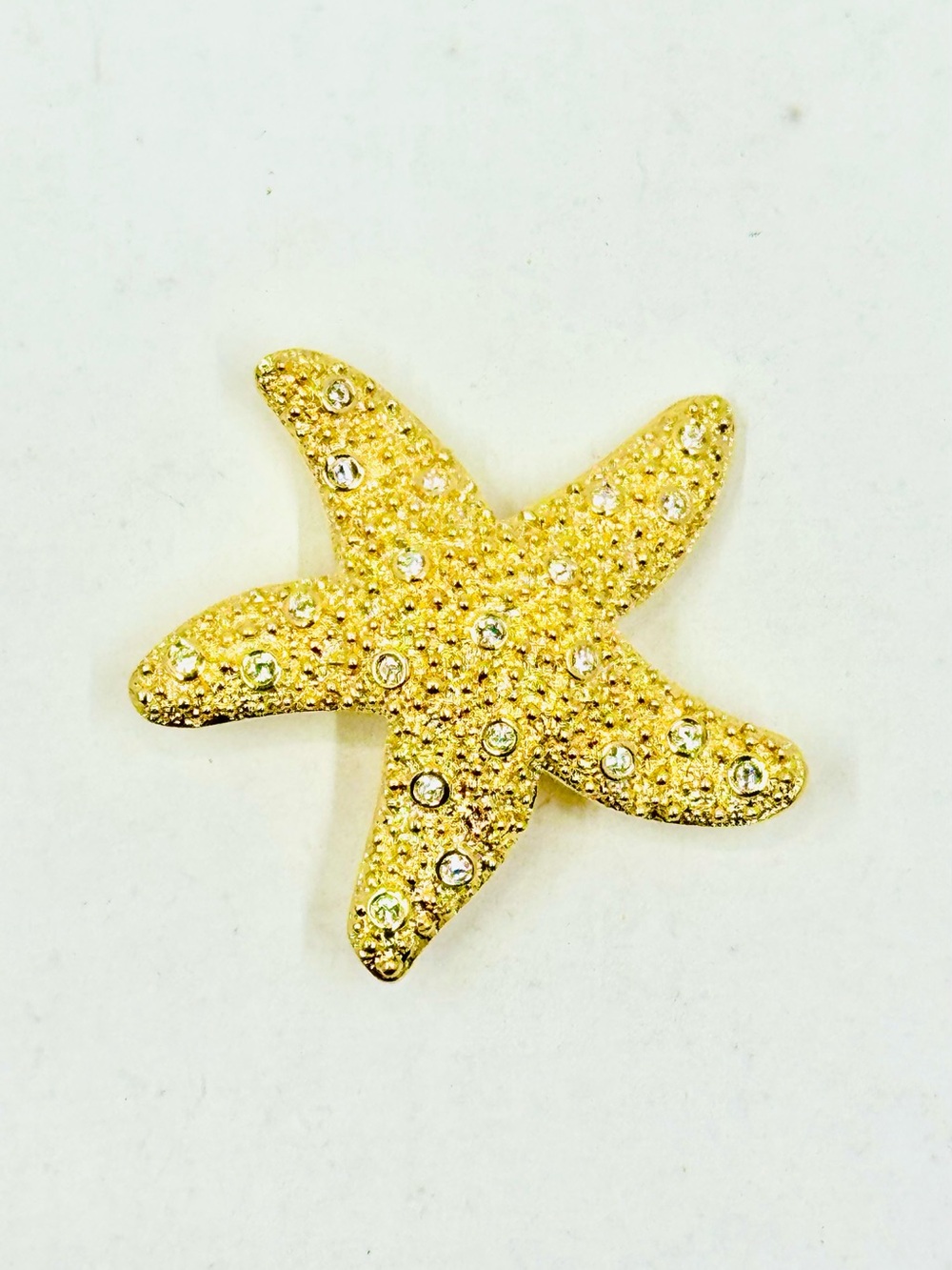 Swarovski Vintage/Retired Gold Starfish Brooch with Clear Crystals Excellent